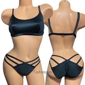 Victorias Secret set Unlined Scoop Neck Satiny bralette & Strappy Cheekini Panty